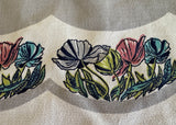 Vintage MCM Gray Field Poppies Tablecloth - The Pink Rose Cottage 