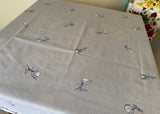 Vintage MCM Gray Field Poppies Tablecloth - The Pink Rose Cottage 