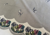 Vintage MCM Gray Field Poppies Tablecloth - The Pink Rose Cottage 