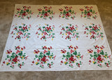 Vintage Wilendur Alpine Red Violets and Daisies Tablecloth