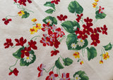 Vintage Wilendur Alpine Red Violets and Daisies Tablecloth