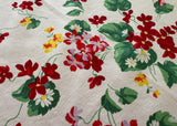 Vintage Wilendur Alpine Red Violets and Daisies Tablecloth