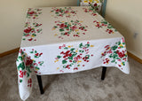 Vintage Wilendur Alpine Red Violets and Daisies Tablecloth