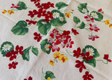 Vintage Wilendur Alpine Red Violets and Daisies Tablecloth