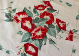 Vintage Wilendur Red Morning Glory Heavenly Tablecloth - The Pink Rose Cottage 