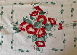 Vintage Wilendur Red Morning Glory Heavenly Tablecloth - The Pink Rose Cottage 