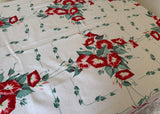 Vintage Wilendur Red Morning Glory Heavenly Tablecloth - The Pink Rose Cottage 