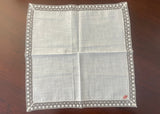 Tagged Vintage French Lace Block Pattern Wedding Handkerchief