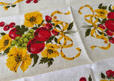 MWT Parisian Prints Linen Cherries Strawberries Poppies Tea Towel - The Pink Rose Cottage 