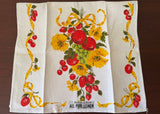MWT Parisian Prints Linen Cherries Strawberries Poppies Tea Towel - The Pink Rose Cottage 