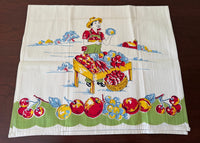 Unused Vintage Tea Towel Farmer Fruit and Veggie Stand - The Pink Rose Cottage 
