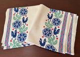 Pair of Unused Vintage Martex Roosters and Flowers Unfinished Tea Towels - The Pink Rose Cottage 