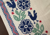 Pair of Unused Vintage Martex Roosters and Flowers Unfinished Tea Towels - The Pink Rose Cottage 