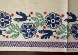 Pair of Unused Vintage Martex Roosters and Flowers Unfinished Tea Towels - The Pink Rose Cottage 