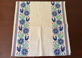 Pair of Unused Vintage Martex Roosters and Flowers Unfinished Tea Towels - The Pink Rose Cottage 