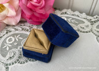 Vintage Blue Velvet Engagement Wedding Presentation Box
