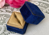 Vintage Blue Velvet Engagement Wedding Presentation Box