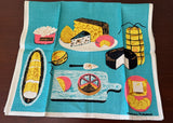 NOS Vintage Hardy Craft Marian Meadows Cheese Tray Linen Tea Towel - The Pink Rose Cottage 