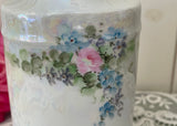 Vintage Hand Painted Talcum Powder Shaker Pink Roses and Violets