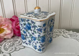 Vintage Lefton Blue Rose Chintz Vanity Dresser Box