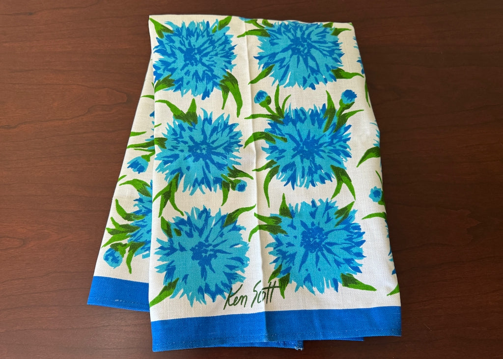 Unused Vintage Leacock Ken Scott Flower Garden Blue Mums - The Pink Rose Cottage 