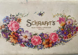Vintage Schrafft's Candy Box Trinket Chest Pink Roses Purple Daisies