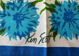 Unused Vintage Leacock Ken Scott Flower Garden Blue Mums - The Pink Rose Cottage 