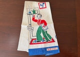 Vintage Unused Linen Broderie Waiter Tea Towel Blue - The Pink Rose Cottage 
