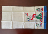 Vintage Unused Linen Broderie Waiter Tea Towel Blue - The Pink Rose Cottage 