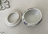 Vintage Lefton Purple Violets Chintz Vanity Ring Oval Trinket Box