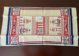 MWT Red White and Blue Broderie Tea Towel People and Flowers - The Pink Rose Cottage 
