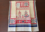 MWT Red White and Blue Broderie Tea Towel People and Flowers - The Pink Rose Cottage 