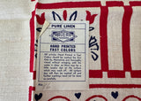 MWT Red White and Blue Broderie Tea Towel People and Flowers - The Pink Rose Cottage 