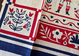 MWT Red White and Blue Broderie Tea Towel People and Flowers - The Pink Rose Cottage 