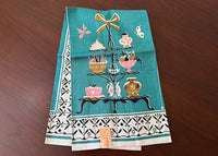 Unused Vintage Tea Towel Tray of Sweets and Fruits - The Pink Rose Cottage 