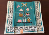 Unused Vintage Tea Towel Tray of Sweets and Fruits - The Pink Rose Cottage 