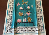 Unused Vintage Tea Towel Tray of Sweets and Fruits - The Pink Rose Cottage 
