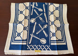 Vintage Blue and White Linen Tea Towel Cutlery Lattice MWT - The Pink Rose Cottage 
