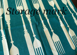 Vintage Martex Dry-Me-Dry Forks and Knives Teal Tea Towel - The Pink Rose Cottage 