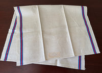 Vintage Red and Blue Striped Linen Kitchen Tea Towel MWT - The Pink Rose Cottage 