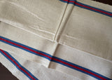 Vintage Red and Blue Striped Linen Kitchen Tea Towel MWT - The Pink Rose Cottage 