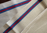 Vintage Red and Blue Striped Linen Kitchen Tea Towel MWT - The Pink Rose Cottage 