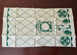Unused Vintage Green and White Tea Towel Cuckoo Clock and Kitchen Plates - The Pink Rose Cottage 
