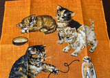 Unused Vintage Cat Kitten with Yarn Linen Tea Towel - The Pink Rose Cottage 