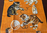 Unused Vintage Cat Kitten with Yarn Linen Tea Towel - The Pink Rose Cottage 