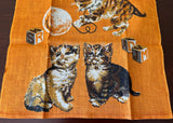 Unused Vintage Cat Kitten with Yarn Linen Tea Towel - The Pink Rose Cottage 