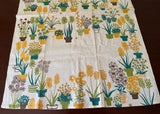 Vintage Martex Dry Me Dry Tea Towel Potted Plants - The Pink Rose Cottage 