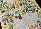 Vintage Martex Dry Me Dry Tea Towel Potted Plants - The Pink Rose Cottage 