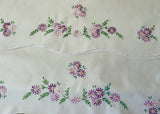 Vintage Hand Embroidered Purple Daisy Garland Pillowcases