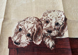 Vintage Linen Paris Prints Puppies in a Box Tea Towel - The Pink Rose Cottage 